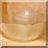 K19. Cabbage shaped glass salad serving bowl (4” x 11”) and 5 salad bowls. - $$16/set
